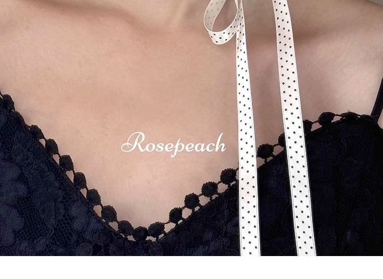 Dotted Ribbon Beaded Necklace