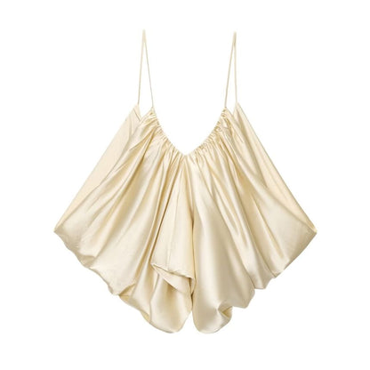 Ruched V-Neck Spaghetti-Strap Plain Cami Top