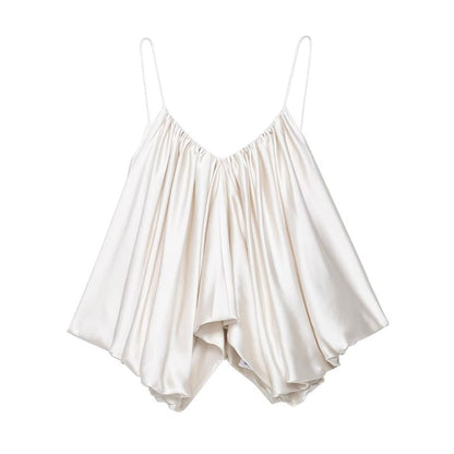 Ruched V-Neck Spaghetti-Strap Plain Cami Top