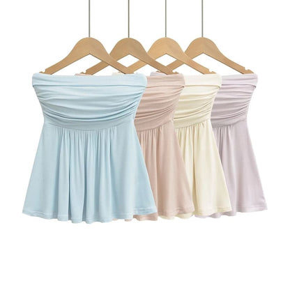 Plain Long-Sleeved Light Cardigan with Tube Top Set