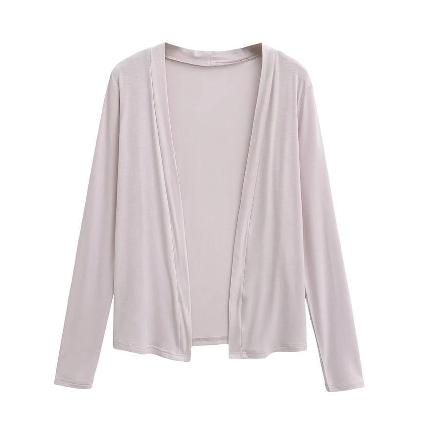 Plain Long-Sleeved Light Cardigan with Tube Top Set
