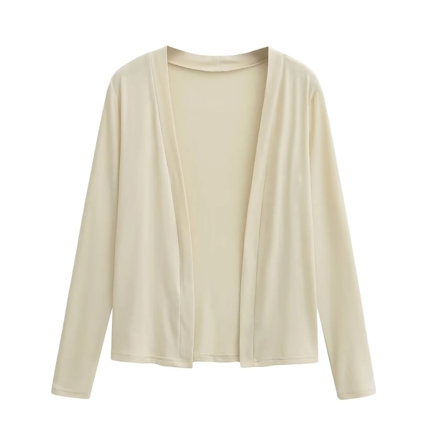 Plain Long-Sleeved Light Cardigan with Tube Top Set