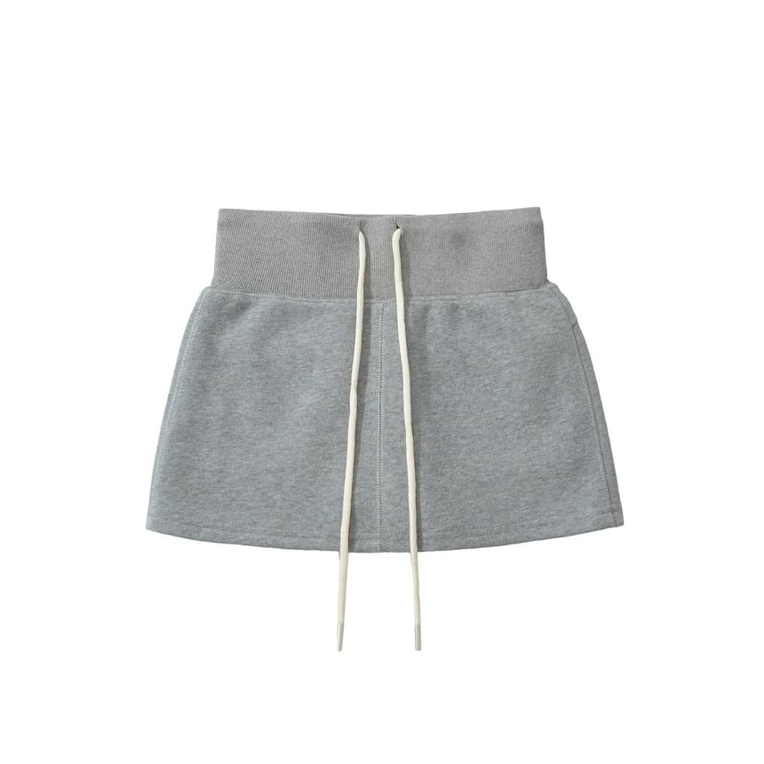 Color-Block Mini Pencil Skirt with Drawstring