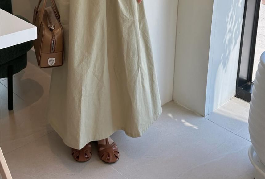Puff Sleeve Round Neck Two-Way Maxi Dress - Altfashion Shop