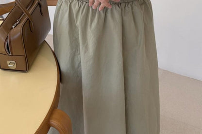 Puff Sleeve Round Neck Two-Way Maxi Dress - Altfashion Shop
