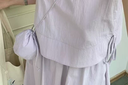 Sleeveless Top and Maxi Skirt Set with Bag