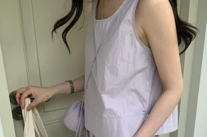 Sleeveless Top and Maxi Skirt Set with Bag