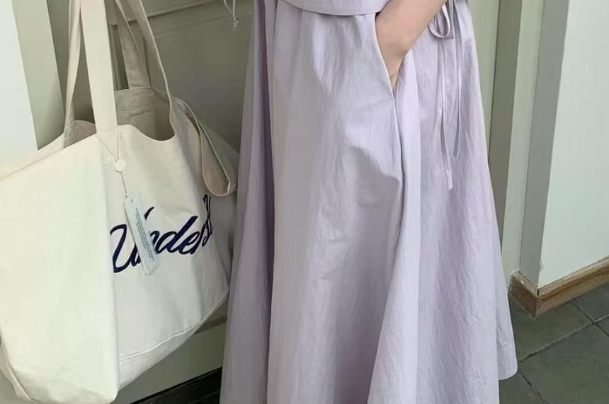 Sleeveless Top and Maxi Skirt Set with Bag