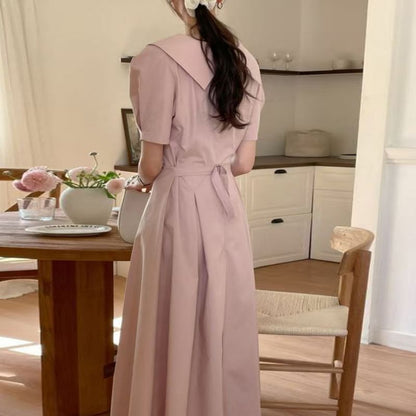 V-Neck Short Sleeve Ruched Wrap Maxi Dress - Altfashion Shop