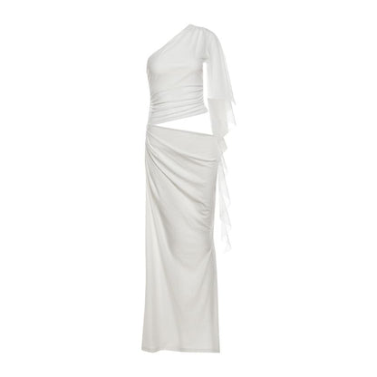 One Shoulder Cut-Out Slit Maxi Dress - Altfashion Shop