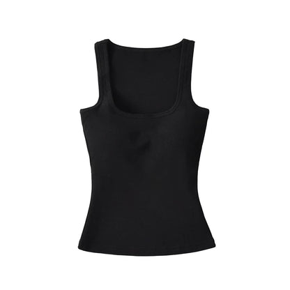 Plain Padded Scoop-Neck Cropped Tank Top