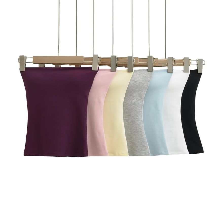 Plain Padded Cropped Tube Top