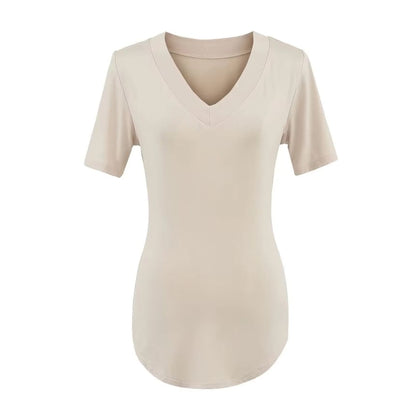 Plain V-Neck Short-Sleeved Tee