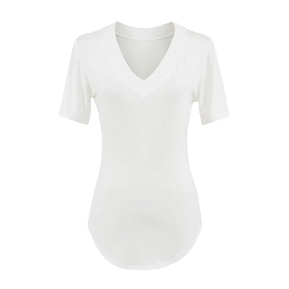 Plain V-Neck Short-Sleeved Tee