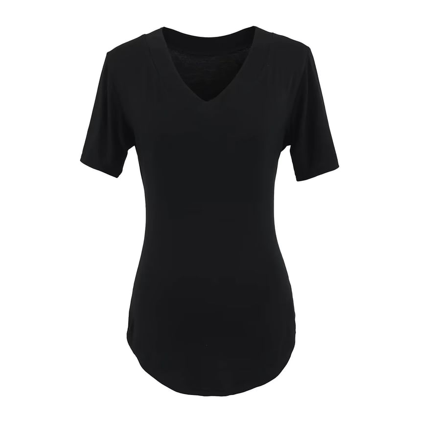 Plain V-Neck Short-Sleeved Tee