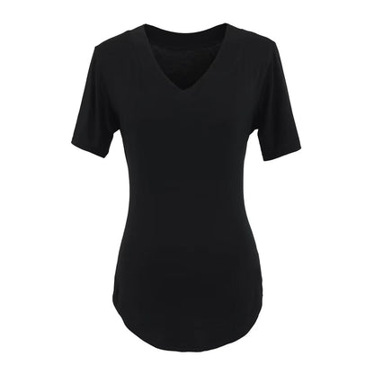 Plain V-Neck Short-Sleeved Tee