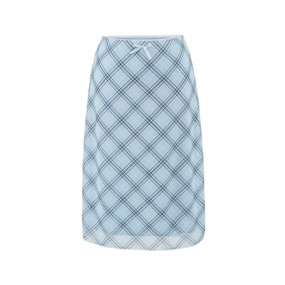 Patterned Mesh A-Line Skirt with High Waist