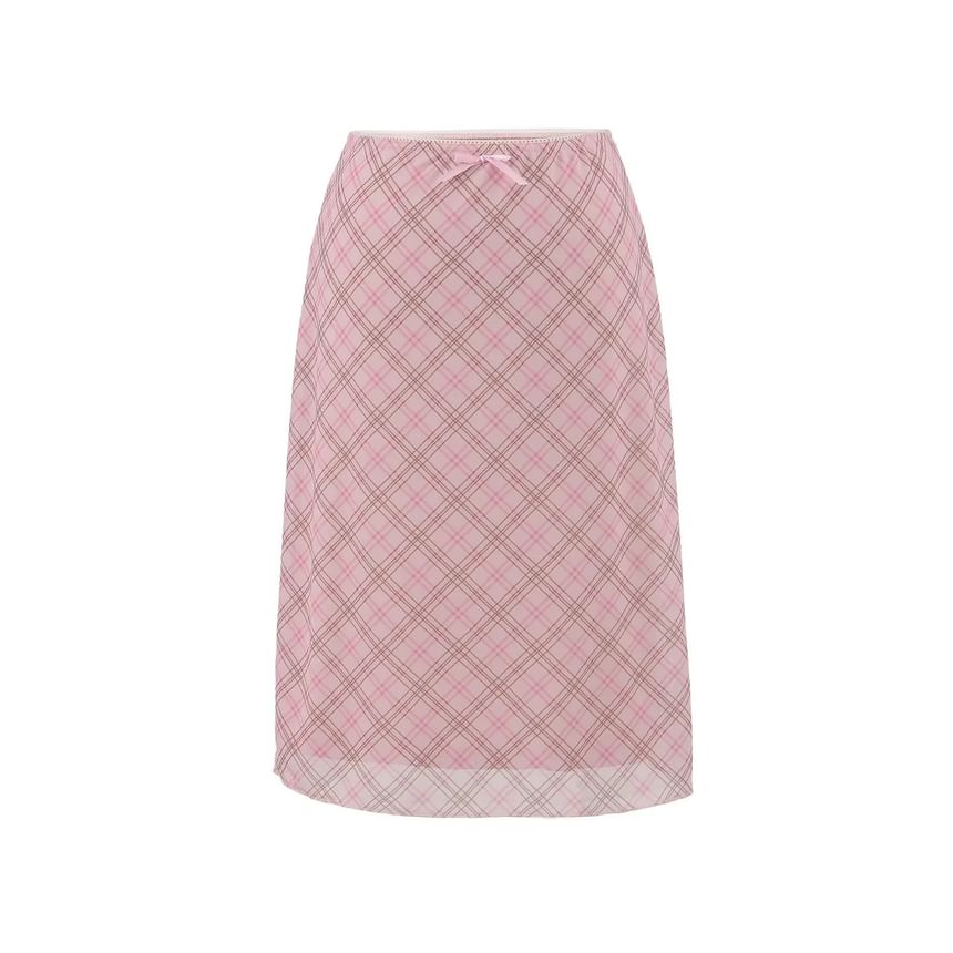 Patterned Mesh A-Line Skirt with High Waist