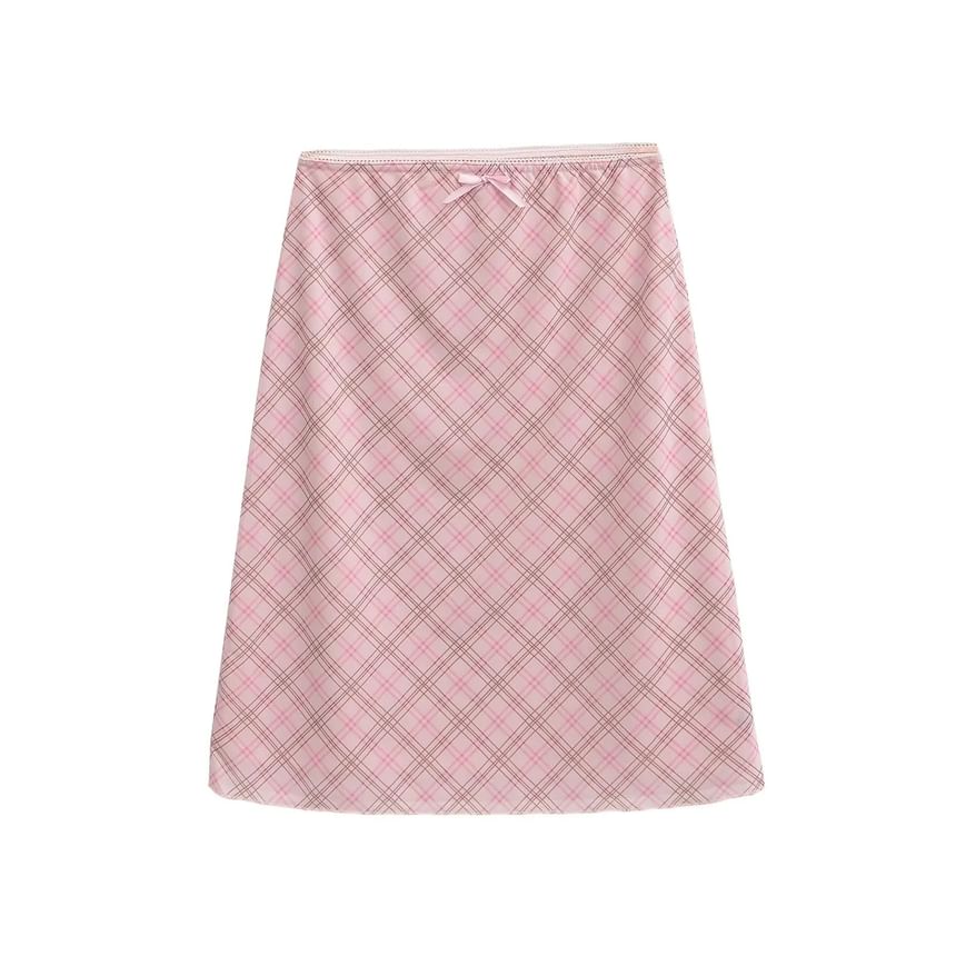 Patterned Mesh A-Line Skirt with High Waist
