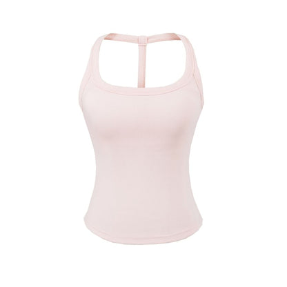 Plain Padded Open-Back Halter-Neck Cropped Top