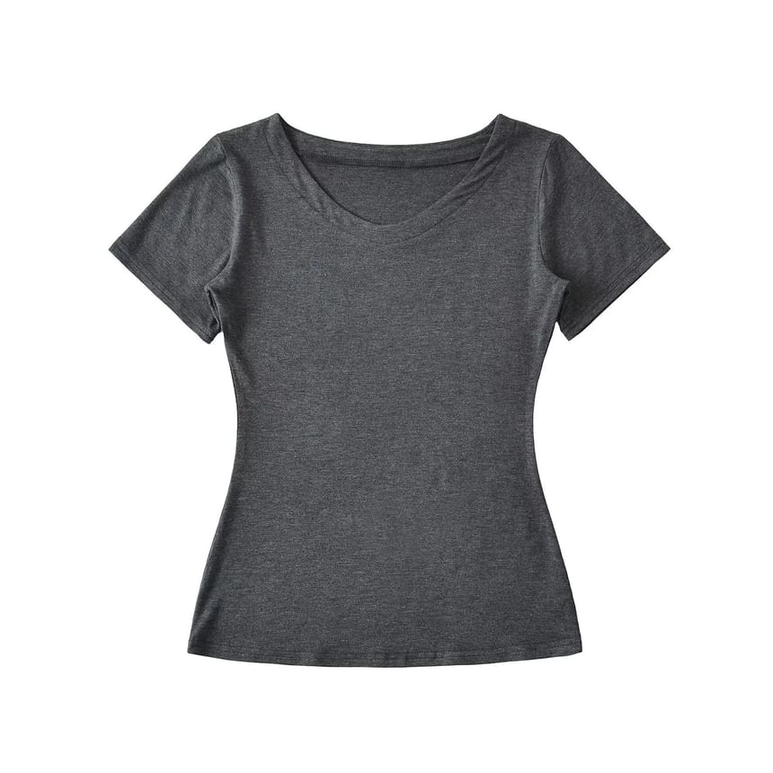 Plain V-Neck Short-Sleeved Slim-Fit Tee