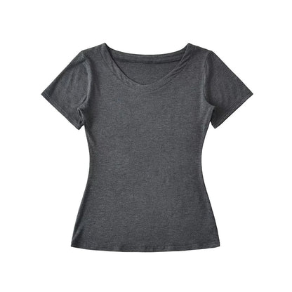 Plain V-Neck Short-Sleeved Slim-Fit Tee