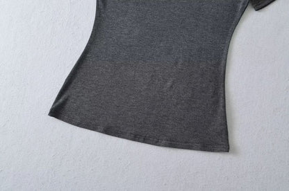 Plain V-Neck Short-Sleeved Slim-Fit Tee