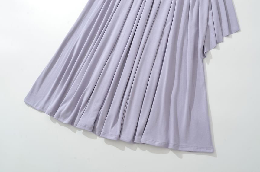 One-Shoulder Sleeveless Ruched Maxi Dress - Altfashion Shop