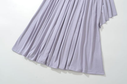 One-Shoulder Sleeveless Ruched Maxi Dress - Altfashion Shop