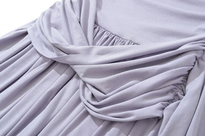 One-Shoulder Sleeveless Ruched Maxi Dress - Altfashion Shop