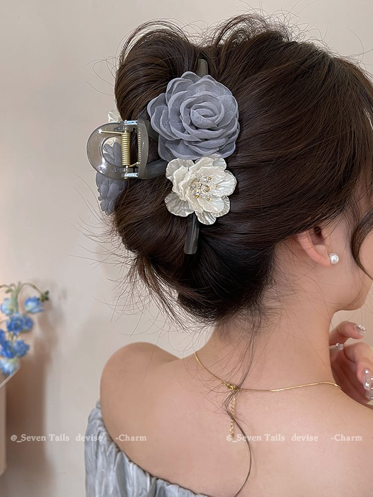 Claw Acrylic Hair Floral Clip Fabric