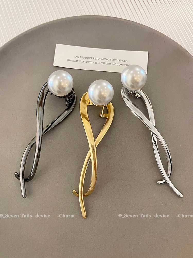 Faux Hair Clip Pearl