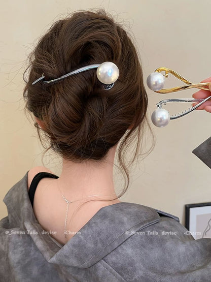 Faux Hair Clip Pearl