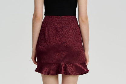 Leopard Mini A-Line Skirt with Ruffle Drawstring