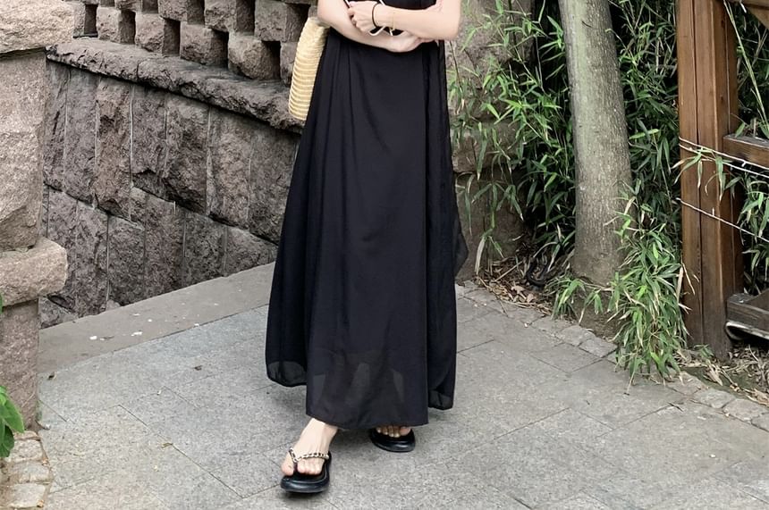 Spaghetti Strap Maxi Tunic Dress with Scarf Set - Altfashion Shop