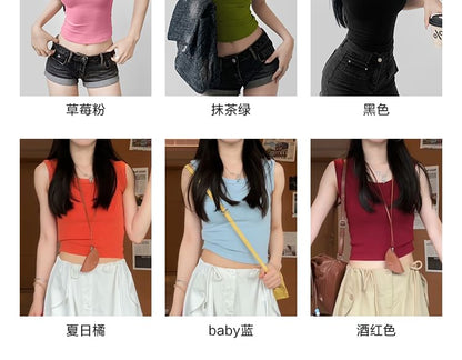 Plain Cropped Tank Top