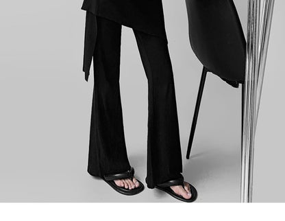 Skirt Overlay Flared Pants with Mid Waist
