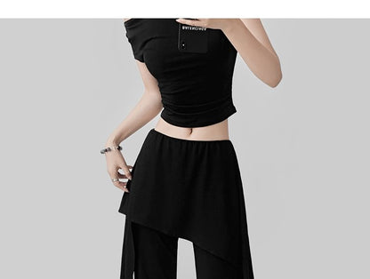 Skirt Overlay Flared Pants with Mid Waist