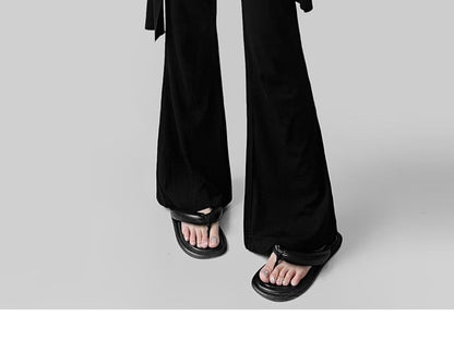 Skirt Overlay Flared Pants with Mid Waist