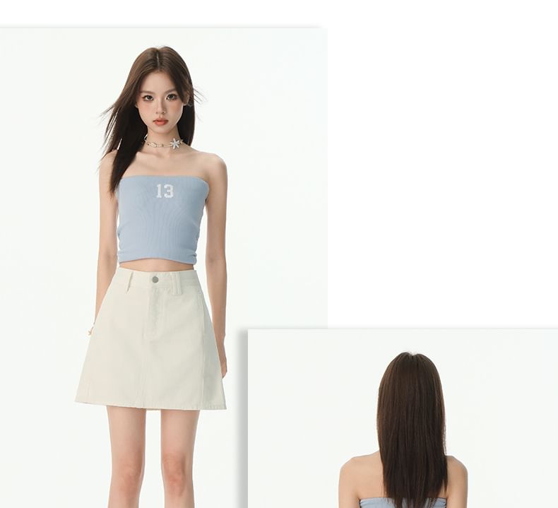 Washed Denim Mini A-Line Skirt
