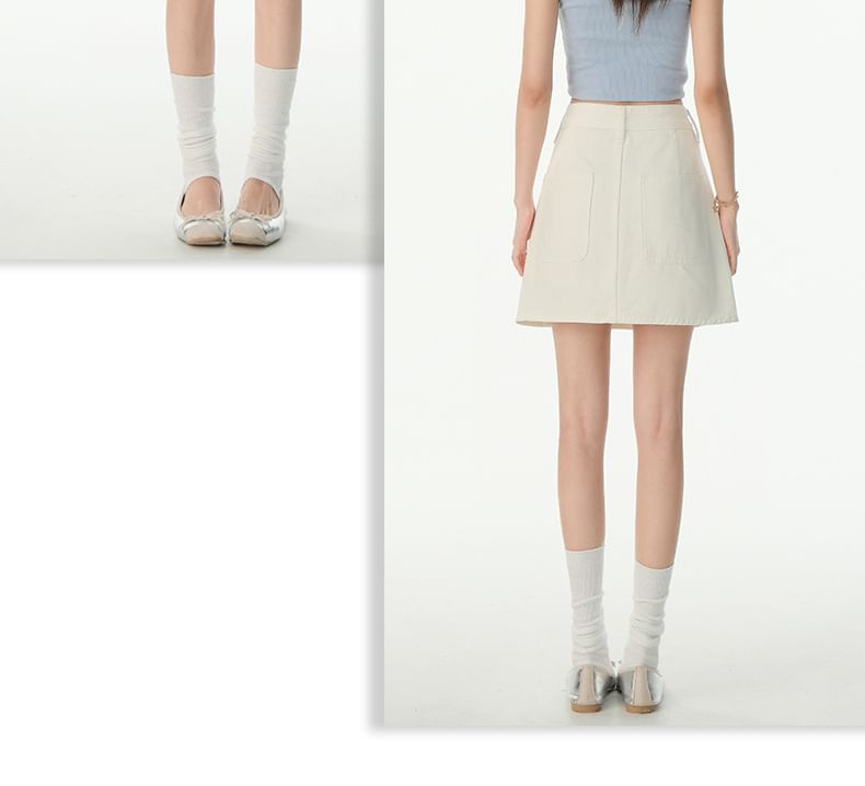 Washed Denim Mini A-Line Skirt