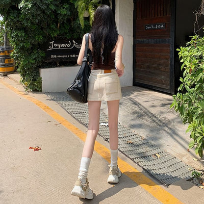 Denim Mini A-Line Skirt
