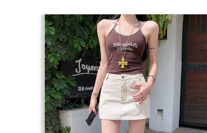 Denim Mini A-Line Skirt