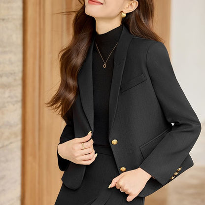 Blazer and Pleated A-Line Skirt Set