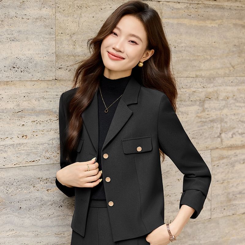 Blazer and Pleated Midi A-Line Skirt Set