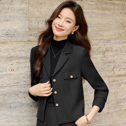 Blazer and Pleated Midi A-Line Skirt Set