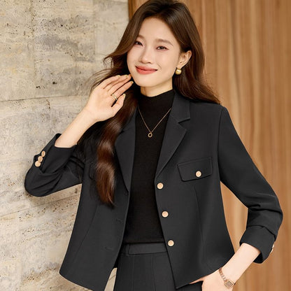Blazer and Pleated Midi A-Line Skirt Set