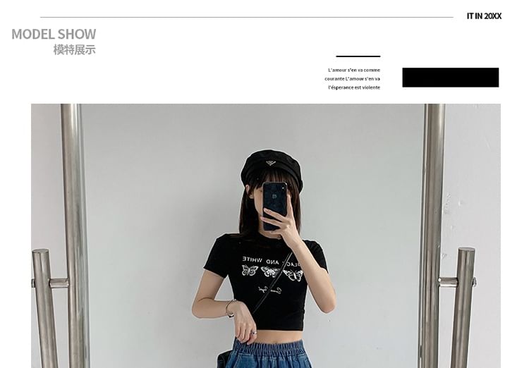Mid Waist Pleated Denim Shorts