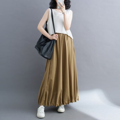 Plain Maxi A-Line Skirt