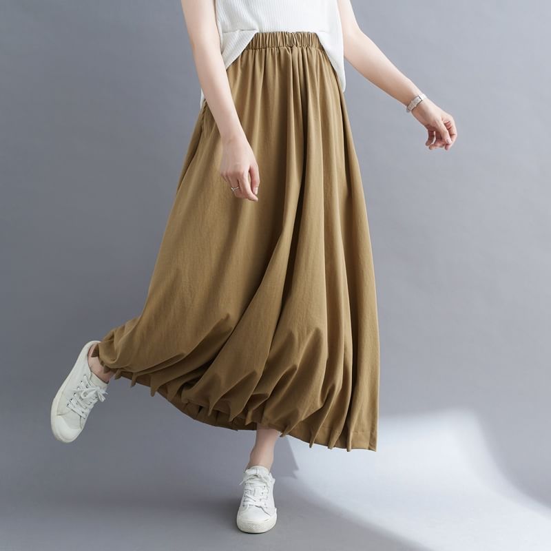 Plain Maxi A-Line Skirt